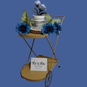 Crescent Enterprises Mini Gold Metal 2-Tier Decorative Bar Cart Tray/Shelf